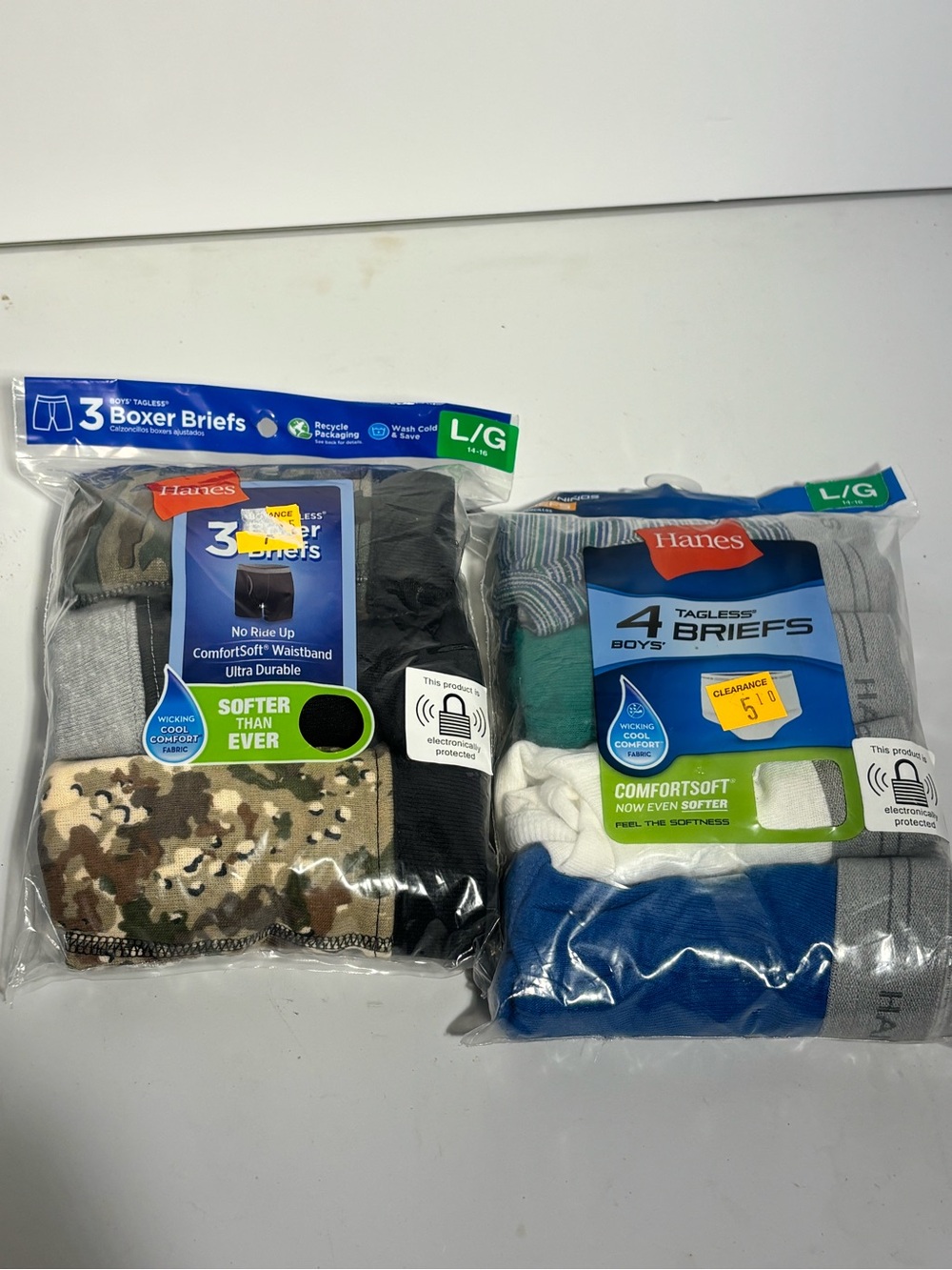 Hanes boys Boxer Briefs-size large 14-16- assorted colors. 6 pair